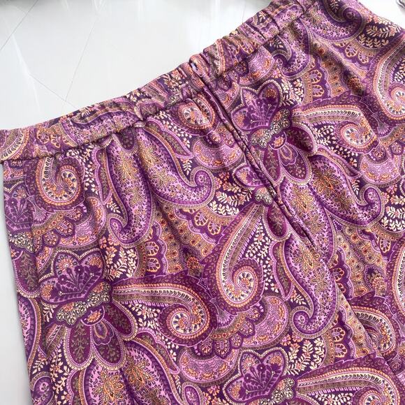 K Studio Purple Maxi Skirt Medium Sz 8 Long Purple Skirt Paisley Boho Spring - Picture 4 of 8